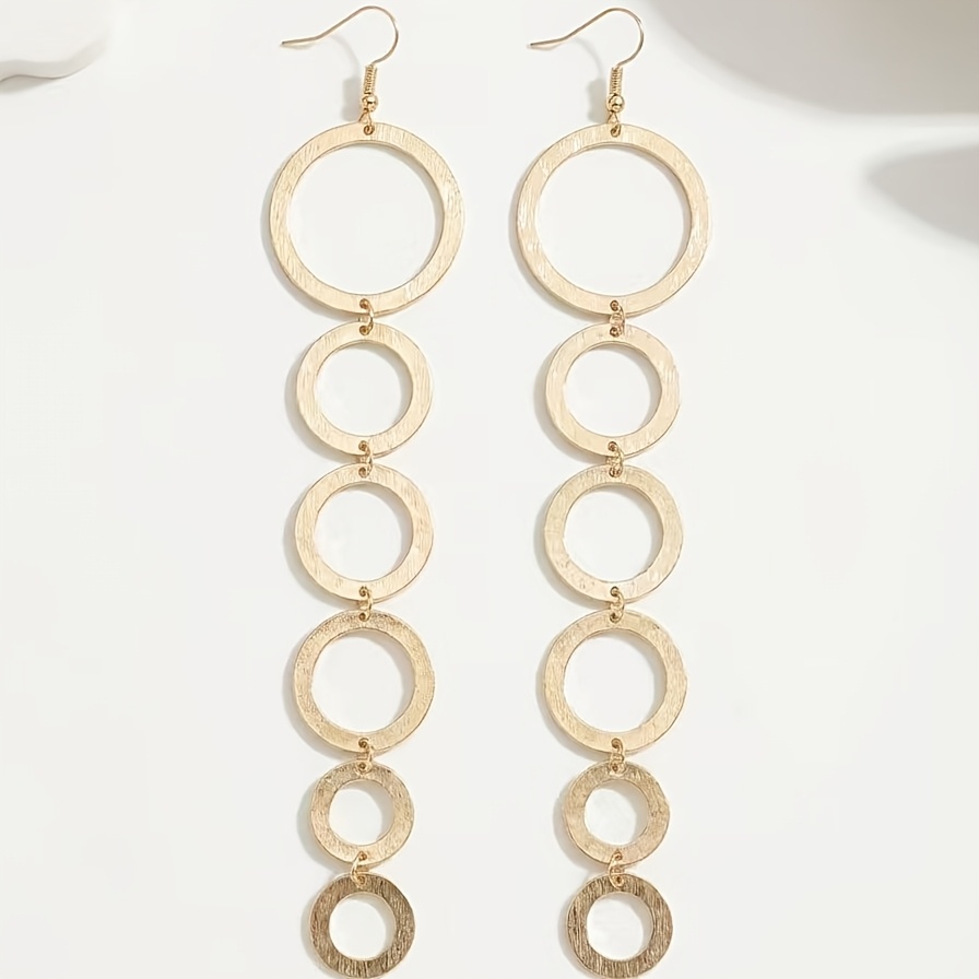Women's Geometric Multi-Layer Hoop Tassel Drop Earrings